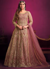 Pink Net Sequins Floor Length Salwar kameez