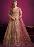 Pink Net Sequins Floor Length Salwar kameez