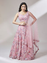 Pink Net Sequins with heavy Zarkan embroidery Lehenga choli