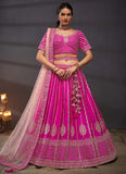 Pink Sequins Embroidered Silk Designer Bridesmaid Lehenga