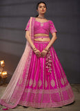 Pink Sequins Embroidered Silk Designer Bridesmaid Lehenga