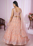 Pink lehenga with badla zari and thread embroidery