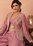 Modern pink indo western outfit for wedding guest styling