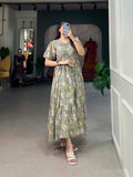Pista Color Floral Print Georgette Dress