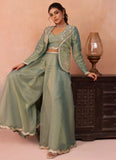 Elegant pista indo western outfit for wedding guest styling