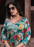 Premium Riyon Handwork Readymade Alia cut Kurti