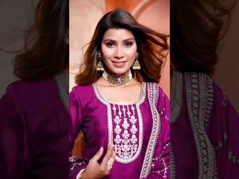 Purple Art Silk Embroidered Indian Long Anarkali Suit
