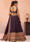 Purple Chinnon Silk Lehenga | Zari Embroidered Wedding Wear