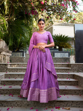 Traditional purple Chanderi lehenga