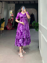 Purple Color Floral Print Georgette Stylist Dress
