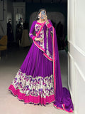 Purple lehenga with original mirror hand work