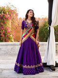 vichitra silk lehenga purple