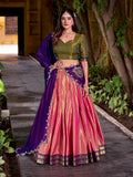 Purple Embroidered Lehenga with Zari Border