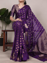 purple roop silk saree with zari weaving