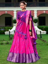 Purple Color Shibori Print With Zari Weaving Border Dola Silk Chaniya Choli