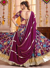 Kutchi patchwork purple choli with mirror embroidery details