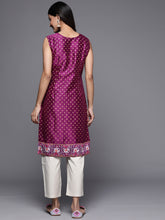 Purple Poly Silk Tunic with Beautiful Prints for Women