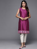 Purple Poly Silk Tunic with Beautiful Prints for Women