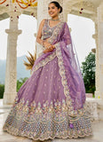 Gorgeous Purple Satin Silk Bridesmaid Lehenga with Dupatta