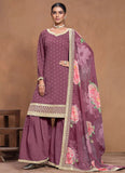 Purple Silk Gota patti Work Sharara Suit