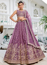 Lavender Golden Tissue Lehenga | Sequins & Embroidery – Best Lehenga for Wedding