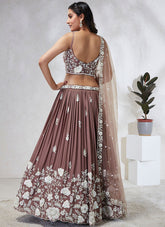 Radiant Rosegold Poly Georgette Lehenga Choli For Wedding