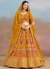 Yellow Haldi Lehenga | Georgette Sequins & Zari Embroidered Ceremony Outfit