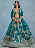 Rama Art Silk Embroidered Wedding Lehenga with Net Dupatta