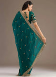 Elegant Rama Green Occasion Wear Saree