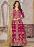 Rani Art Silk Embroidered Abaya Style Suit with Net Dupatta
