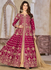 Elegant Rani Color Abaya Style Suit for Weddings