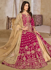 Traditional Rani Art Silk Abaya Style Suit with Embroidery