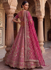 Silk Bridal Wedding Lehenga in Rani Pink