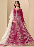 Wedding guest velvet Anarkali dress with silk dupatta