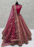 Designer Rani Pink Bridal Silk Lehenga