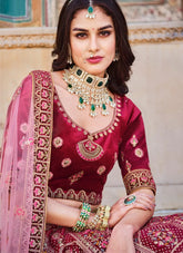Rani Velvet Lehenga Set with Intricate Dori & Zarkan