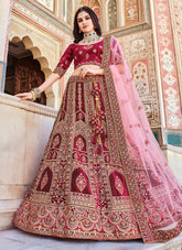 Rani Velvet Lehenga Set with Intricate Dori & Zarkan