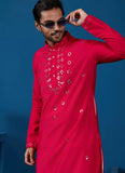 Rani Viscose Silk Kurta Pyjama for Men with Real Mirror & Thread Work | Gunj Fashion