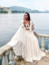 Rayon lehenga with cowrie lace detailing