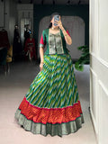 Green lehenga with vichitra silk zari weaving blouse