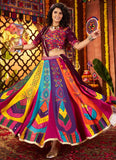 Multi-color Gajji silk Navratri lehenga choli