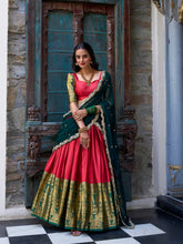 Red Narayan Pattu lehenga choli with zari weaving