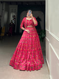 Gota patti pink lehenga with Tasar silk koti