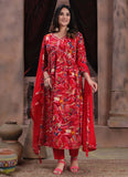 Red Riyon Alia Cut Readymade Kurti Pant Set