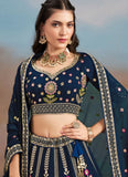 Designer Blue Georgette Lehenga for Wedding