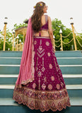 Regal Burgundy Georgette Wedding Lehenga with Sequins & Embroidery