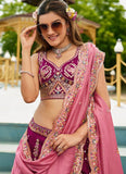 Regal Burgundy Georgette Wedding Lehenga with Sequins & Embroidery