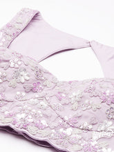 Richlook Lavender color Net Lehenga Choli Set with Zarkan & Sequins Embroidery