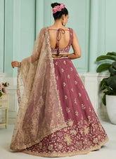 Rosegold Georgette Lehenga with Sequins & Stone Embroidery