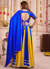 Trendy Royal Blue Multicolor Mirror Work Lehenga Choli for Navratri